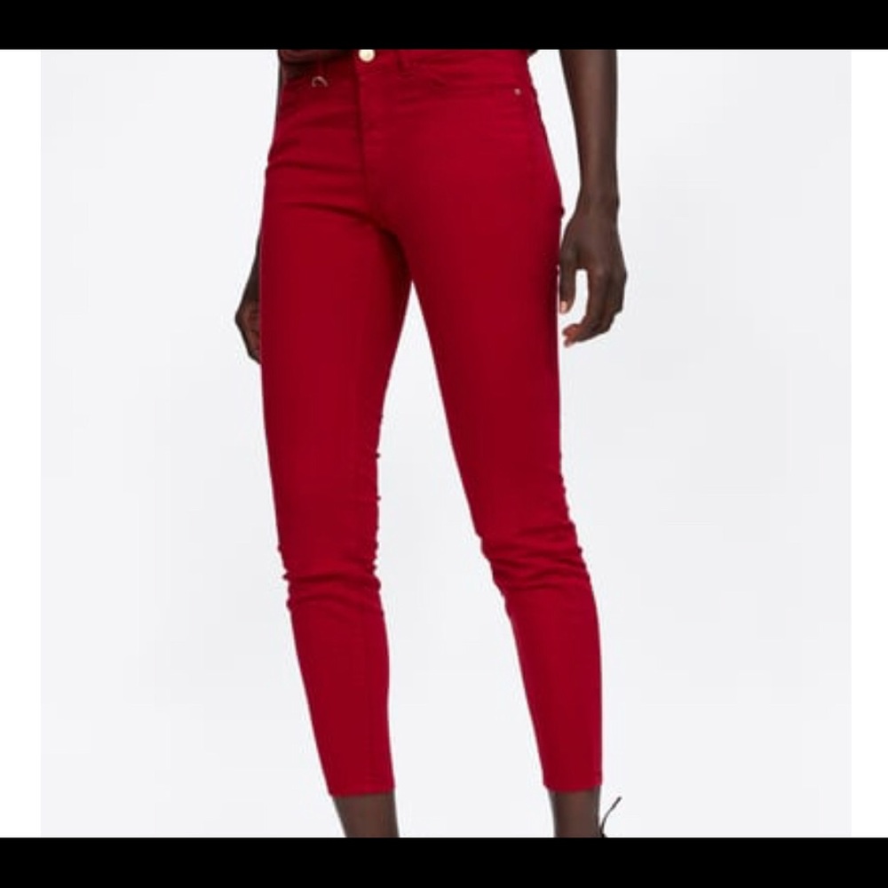 Zara Z1975 Red Straight Leg Jean